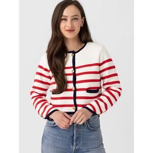 Eche Classic Americana Red White and Blue Striped Cardigan - S